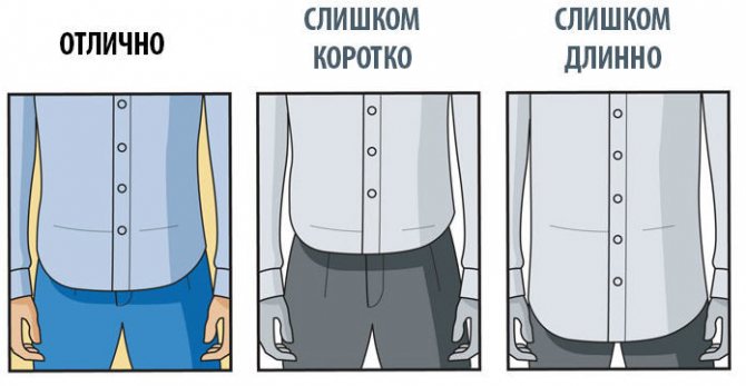 длина мужской рубашки